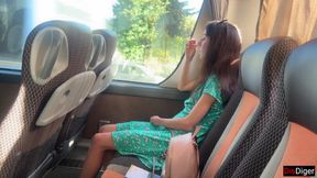 Crazy Man Takes Out His Cock on Public Bus - but Girl Doesn't Lose Her Head and Helps Him Cum