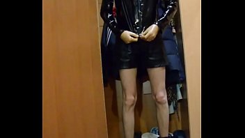 Guy in leather shorts and pvc leotard