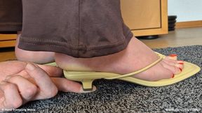 Kitten Heel Hand Trampling – Merciless Yellow Sandals POV