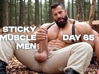 Sticky Muscle Dudes Day 65 Preview, AI-Generated Muscle Boyz, Large Jocks, Large Cum Loads