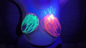 Her tits glowing in the dark