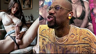 Tall Transgender Shooting Pure White Cum Out Of Her Thicc Ass Girl Cock, AI Generated