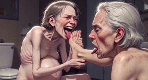 Two Ugly 90 Year Old Grannies Foot Fetish - Licking &amp; Moaning in Pleasure