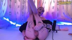 Dirty talking trans babe fucks ass