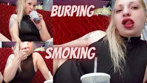 Burping and smoking Drinking soda