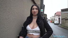 French MILF gets creampied in public POV