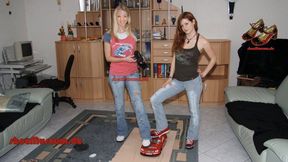 Two girls destroy soft toys and model car Naughty 2 (3031)