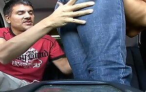 Ryan Hunter sucks and enjoys cock in the back seat