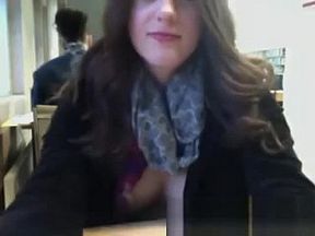 Babe flashes in public library