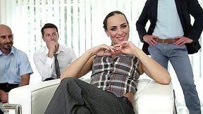 Czech Lady Boss was enjoys rough bukkake gangbang with her workers right in office