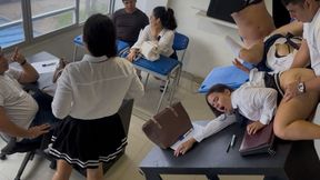 Horny foursome in the classroom, I suck the teacher&#039;s cock