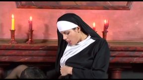 Dirty nun has a blasphemous fuck in church
