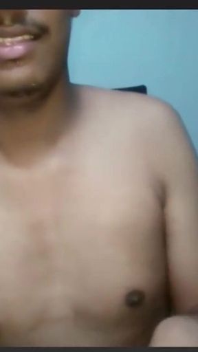 Indian Guy Jerks His Black Cock Wearing His Stepmom's Panty