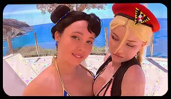 Chun Li and Cammy Street Fighter Cosplay Lesbian Fantasy Mobile friendly