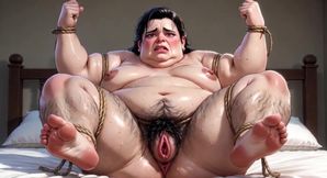 Fat BBW Bound &amp; Soaking Wet - Hairy Pussy Craving Thick Cock