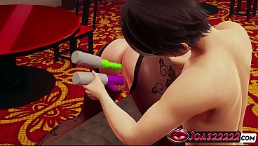 Sasha in Nylon Bodysuit 3D Hentai - Standing Pussy Licking with Moans, Intense Double Penetration with Two Toys for Ass and Pussy, Close-Up Pussy Fingering Ending in Squirt