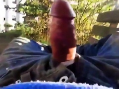 Str8 Big Cock Guy Stroking Outdoors on a Park Bench