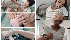 C4SGiantess26 jasmine gag rope bondage footjob Happy Valentine's Day giantess stockings bdsm orgasm foot fetish Nylon