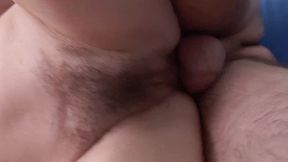 Beautiful milf gets cum on her hairy pussy