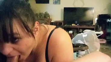 Dick Down The Throat . Whore Sucks her Master on her Knees slurp slurp