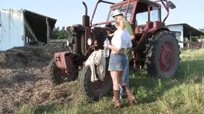 Farm girl babe seduced guy with huge cock and does anal fuck and a2m