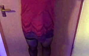 Sissy crossdresser jerking off at home