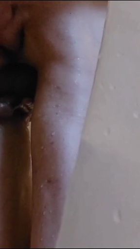 Husband Riding Huge Dildo in Shower Pt 2