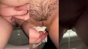 public toilet peeing compilation - hairy pussy close up & dirty panties