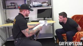 Hot tattooed guard Jeremiah Cruze creampied in the ass by troublemaker Ty Roderick