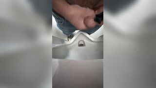 Beat it amid a public bathroom, massive cumshot