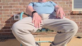 Pissing on myself in the backyard