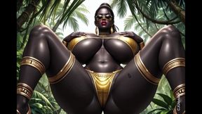 African woman sexy pose in jungle with music (Ai animation)
