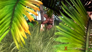 Hot sex in jungle! Big black cock rams college girl