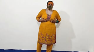 Beautiful Desi Punjabi Bhabhi with Big Natural Tits Masturbating by Cucumber