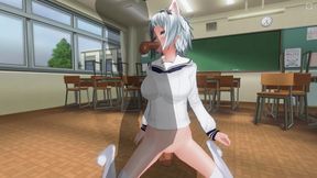 3D Hentai Neko Girl Fucks with Two Teachers in the Classroom