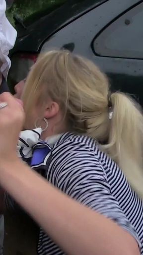 Posh Blonde Slut Always Loves Going on Dirty Dogging Missions and Sucking off Older Lads