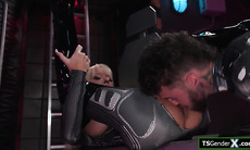 Big tits tgirl space captain needs anal