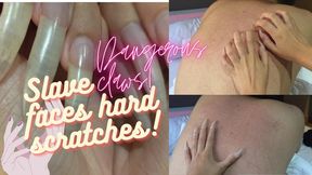 Scratches on his back! Long fingernails punishing slave