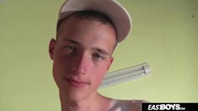 ”Smooth sexy boy Tim Law jerking off his big cock”