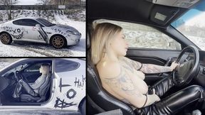 Alina is stuck on an icy road and gets horny