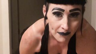 Creepy Alternative Girl Crawls out of the Closet and Masturbates on the Floor while Oiled up
