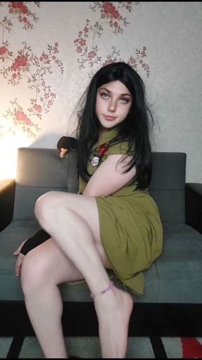 Fabulous in Green: Three Wigs, One Dress, and Smooth Girly Legs!   Clip 2