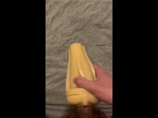 Twink uses fleshlight until he cums