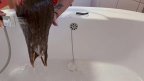 Hair Wash Bent Over the Bath Tub 3