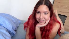 Curvy redhead won’t stop begging for creampie
