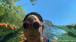 “Candy goggles exploring the lily pad forest in the freshwater spring