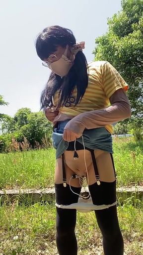 No. 221 Taking a Walk with My Pee and Pad off, Exposing My Pussy