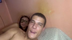 nice sex with the lady until i cum on her belly