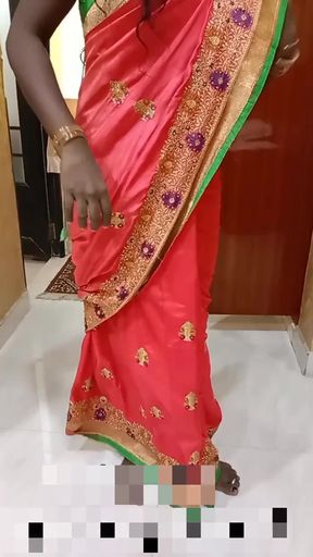 Desi Tamil Dusky Wife Seduces Bull in Red Underwear - Nipple Play, Cuck Watches! Indianhotwifex