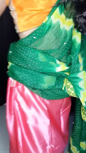 I love stepmom saree and sexy satin petticoat